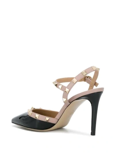 Shop Valentino Rockstud 85mm Slingback Pumps In Black