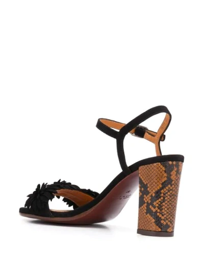 Shop Chie Mihara Open Toe Snakeskin-effect Sandals In Black