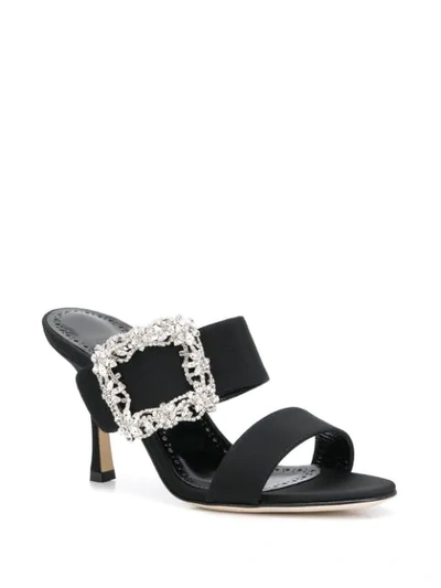Shop Manolo Blahnik Gable Jewel Sandals In Black