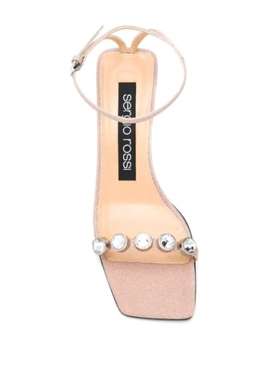 Shop Sergio Rossi Sr1 Glitter Crystal 60mm Sandals In Pink