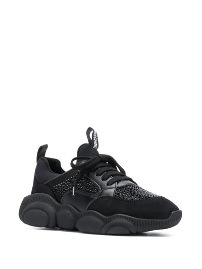 Shop Moschino Teddy Run Lace-up Sneakers In Black