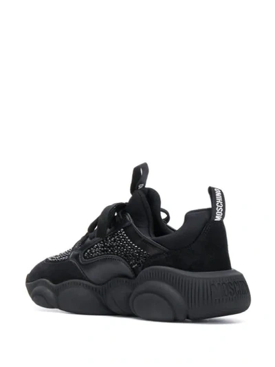 Shop Moschino Teddy Run Lace-up Sneakers In Black
