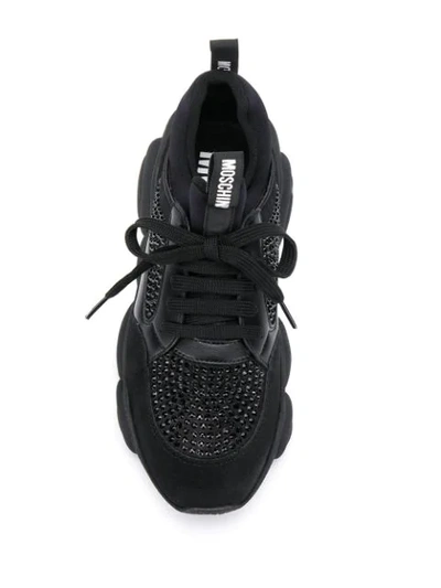 Shop Moschino Teddy Run Lace-up Sneakers In Black