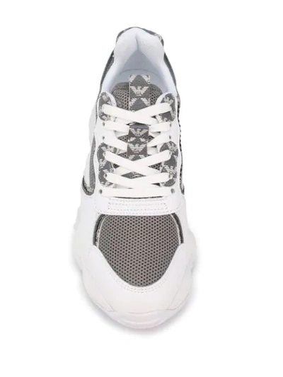 Shop Emporio Armani Chunky Monogram Print Sneakers In White