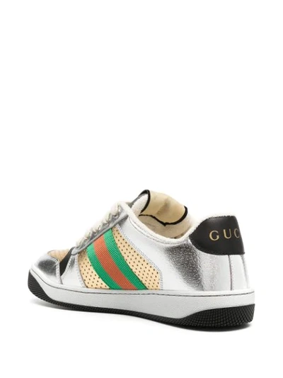 Shop Gucci Screener Low-top Sneakers In Silver