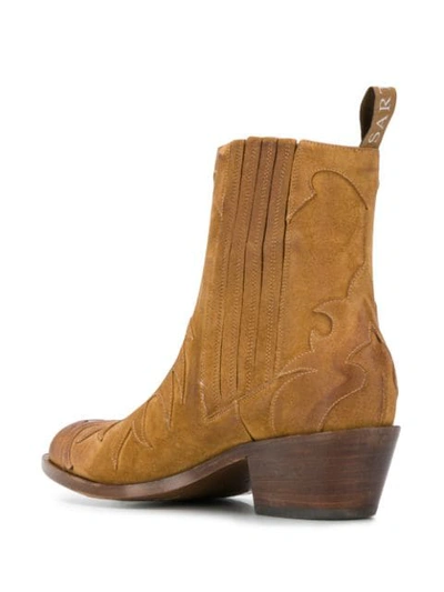 Shop Sartore Low Heel Ankle Boots In Rame Washed