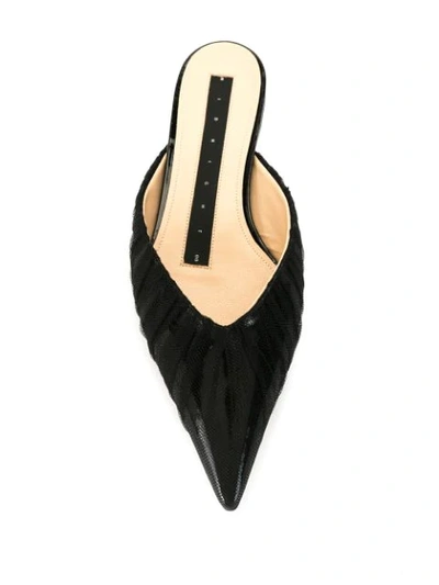 Shop Midnight 00 Pointed Flat Mules In Black