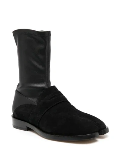 Shop Maison Margiela Layered Loafer Boots In Black