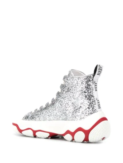 Shop Red Valentino Glam Run High-top Glitter Sneakers In Silver