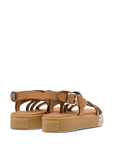 Shop Prada Strappy 30 Flatform Sandals In Brown