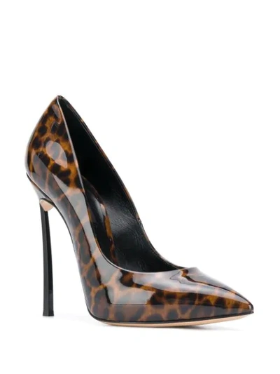 Shop Casadei Blade Leopard Print Pumps In Brown