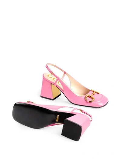 Shop Gucci Horsebit Mid-heel Slingback Pumps In Pink