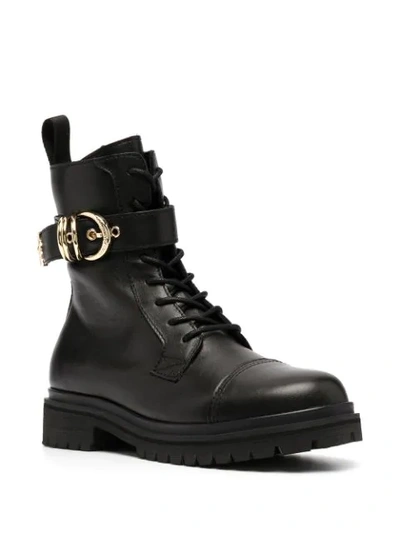 Shop Versace Jeans Couture Buckle-detail 30mm Ankle Boots In Black