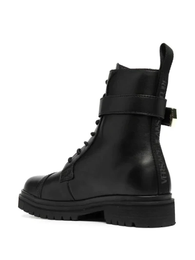 Shop Versace Jeans Couture Buckle-detail 30mm Ankle Boots In Black