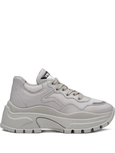 Shop Prada Chunky Panelled Sneakers In Grey