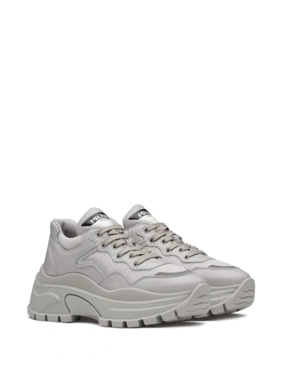 Shop Prada Chunky Panelled Sneakers In Grey