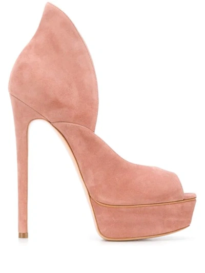 Shop Casadei Peep Toe 150 Platform Sandals In Pink
