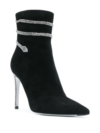 Shop René Caovilla Snake-embellished Boots In Black