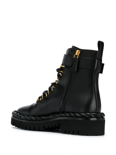 Shop Valentino The Rope Combat Boots In Black