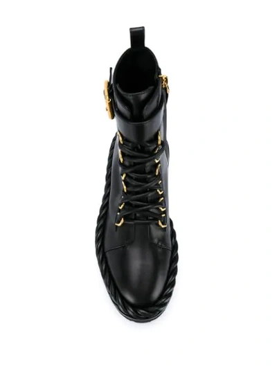 Shop Valentino The Rope Combat Boots In Black