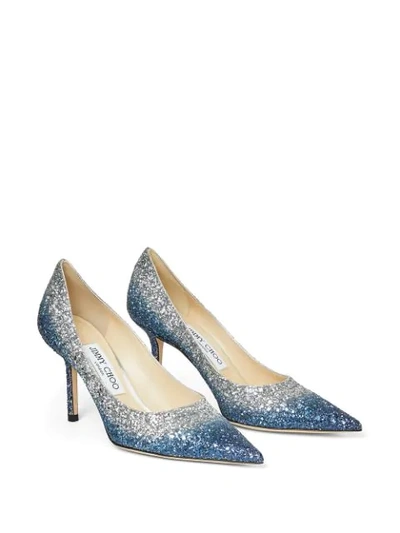 Shop Jimmy Choo Love 85mm Glitter Effect Pumps In Blue