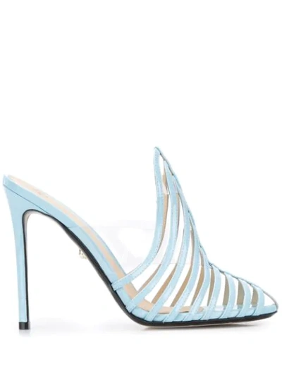 Shop Alevì Alessandra 110mm Strappy Mules In Blue