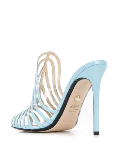 Shop Alevì Alessandra 110mm Strappy Mules In Blue