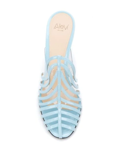 Shop Alevì Alessandra 110mm Strappy Mules In Blue