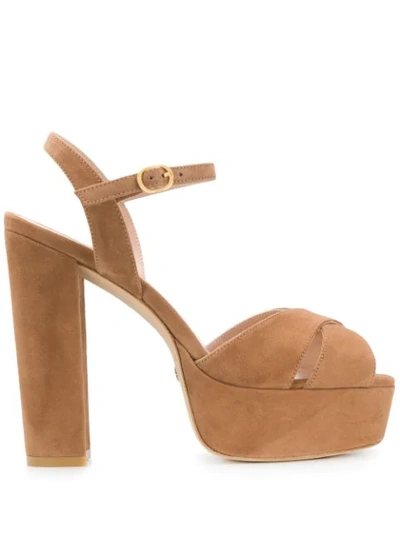 Stuart Weitzman Jerry Suede Platform Sandals In Neutrals