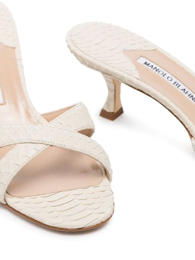 Shop Manolo Blahnik Callamu 50mm Sandals In Neutrals