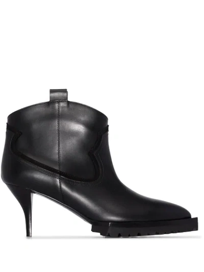 Shop Sacai 70mm Leather Ankle Boots In Black