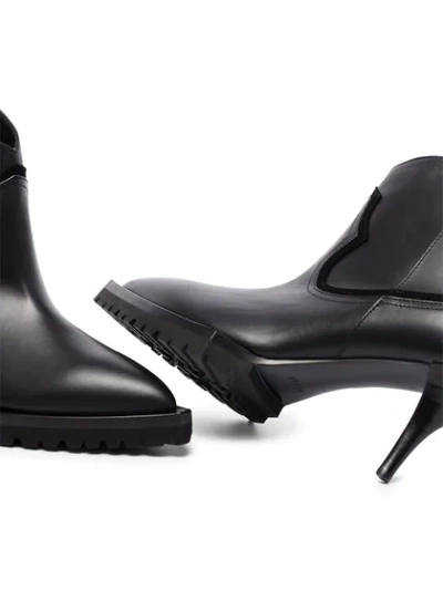 Shop Sacai 70mm Leather Ankle Boots In Black