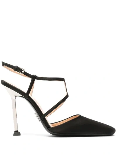 Shop Cesare Paciotti Square-toe Strappy Pumps In Black