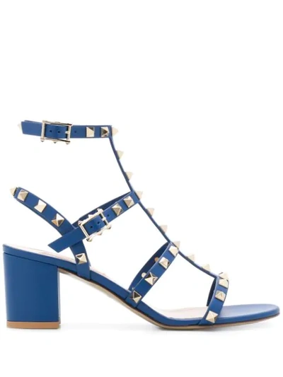 Shop Valentino Rockstud Sandals In Blue