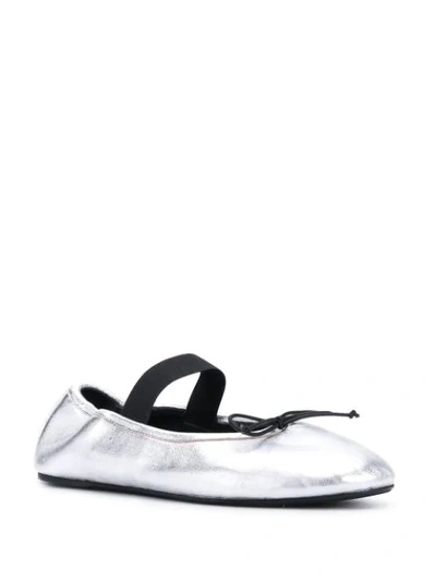 Shop Marni Metallic-effec Ballerina Shoes In Silver