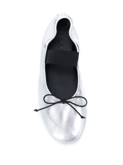 Shop Marni Metallic-effec Ballerina Shoes In Silver