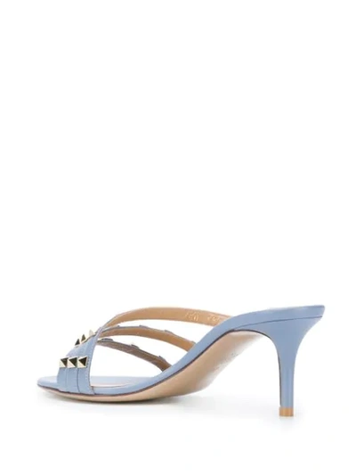 Shop Valentino Rockstud Strap Sandals In Blue