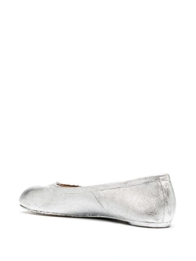 Shop Maison Margiela Metallic Tabi Ballet Shoes In Silver