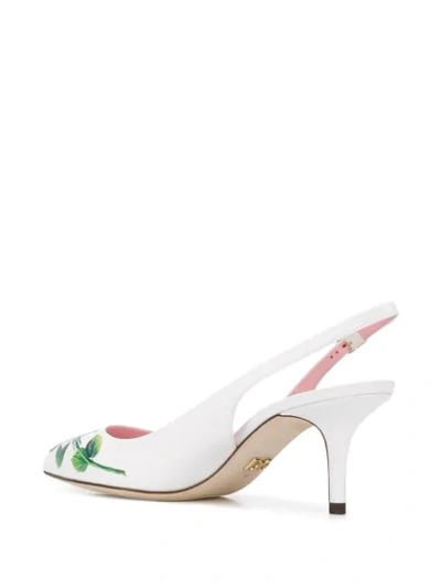 Shop Dolce & Gabbana Tropical Rose 60m Slingback Pumps In White