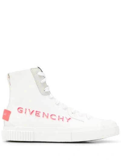 Shop Givenchy Logo Print High-top Sneakers In White