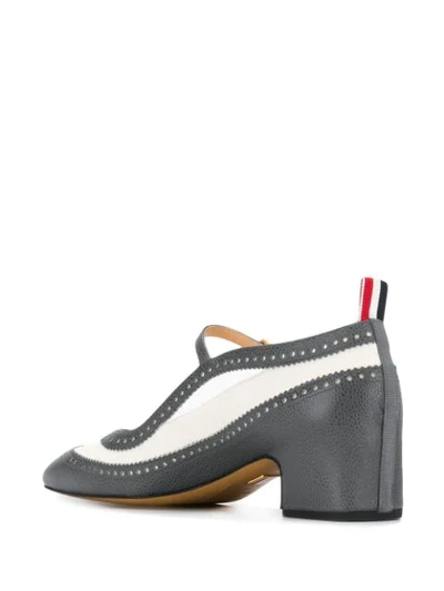 Shop Thom Browne Pebbled Mary-jane 40mm Pumps In Grey