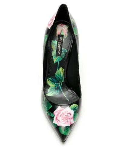Shop Dolce & Gabbana Rose Print 100mm Pumps In Black
