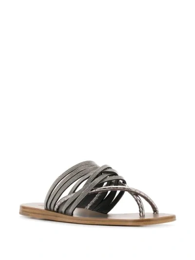 Shop Brunello Cucinelli Bead-embellished Sandals In Silver