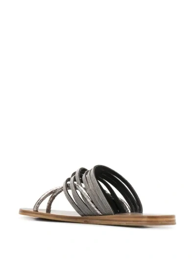 Shop Brunello Cucinelli Bead-embellished Sandals In Silver