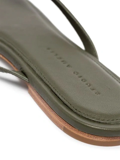 Shop Studio Amelia Flat Leather Sandals In Olive Nappa