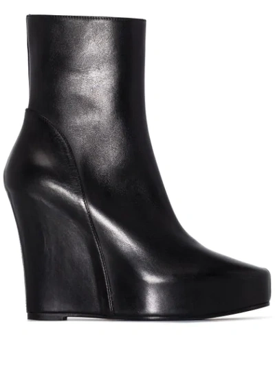 Shop Ann Demeulemeester 125mm Wedge Ankle Boots In Black