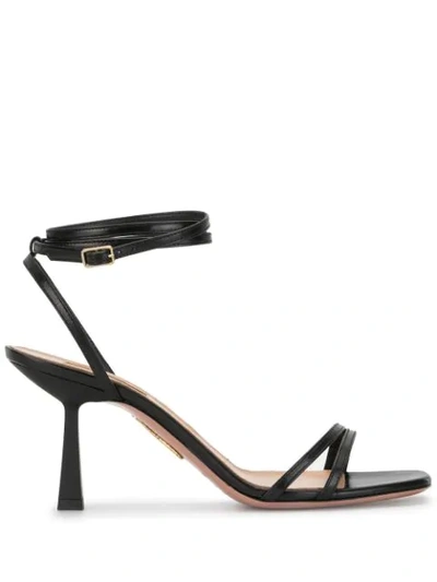 Shop Aquazzura Ankle-strap Leather Sandals In Black