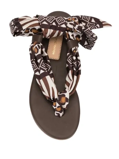 Shop Avec Modération Scarf-tie Sandals In Brown