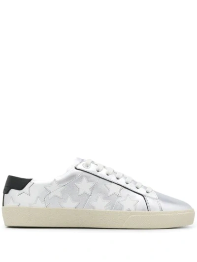 Shop Saint Laurent Court Classic Star Motif Sneakers In Silver