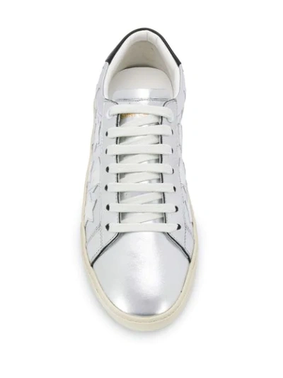 Shop Saint Laurent Court Classic Star Motif Sneakers In Silver